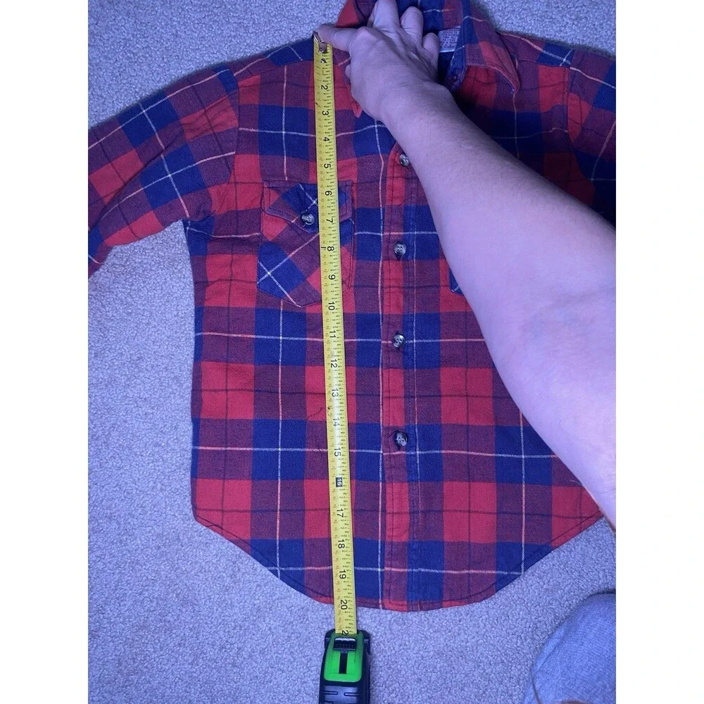 Vintage Royal Knight Kids Red Plaid Quilted Lined Flannel Shirt Jacket Size 8